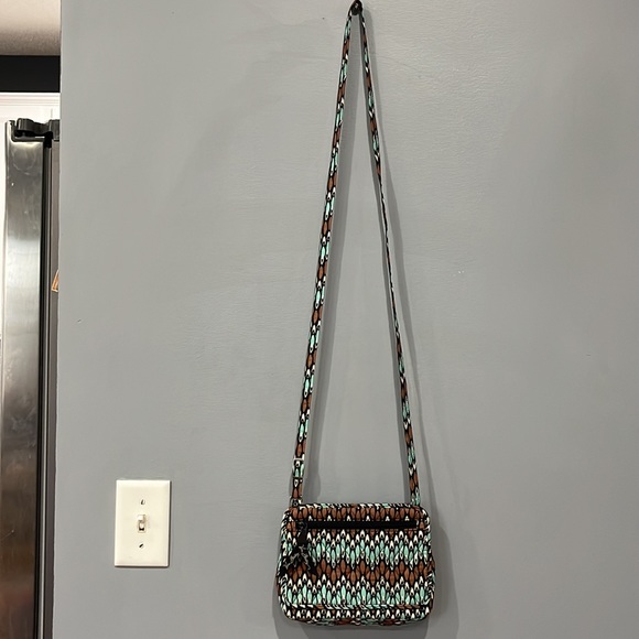 VERA BRADLEY Petite Crossbody Aqua/Brown "Sienna Stream" Hipster Bag - Picture 2 of 6